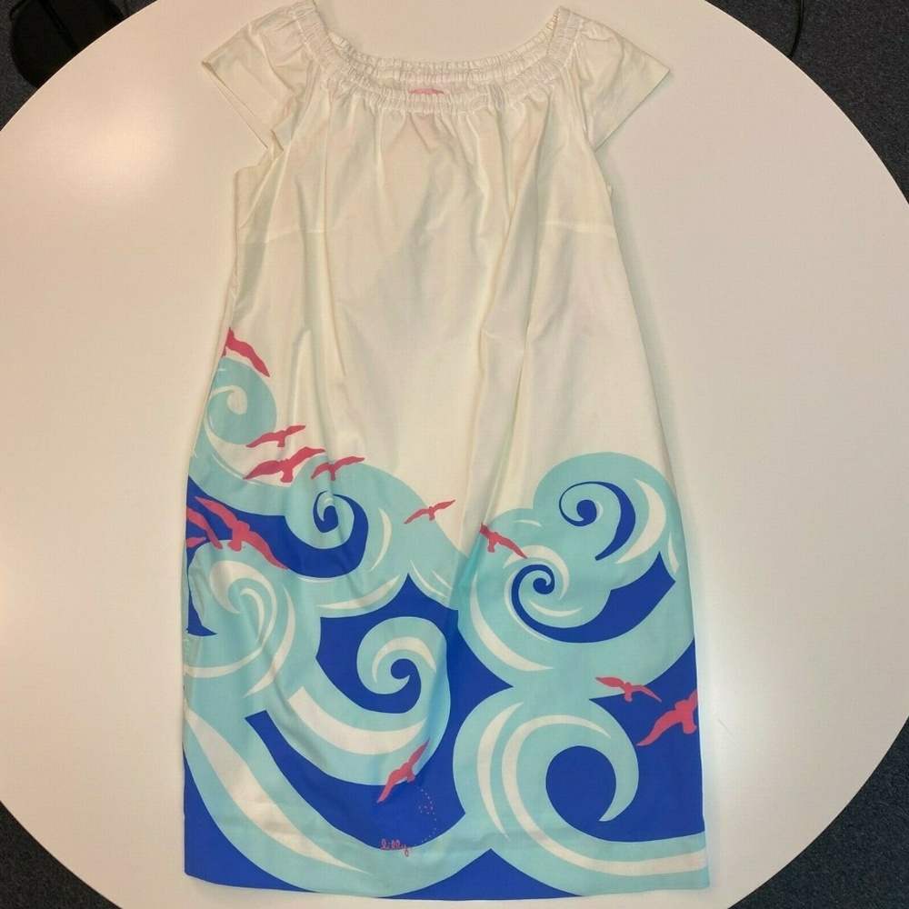 Lilly Pulitzer mini Dress Size S 100% Cotton Waves Short sleeve